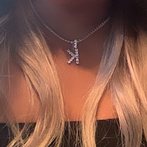 Rhinestone tennis initial necklace - Picture 5 of 5